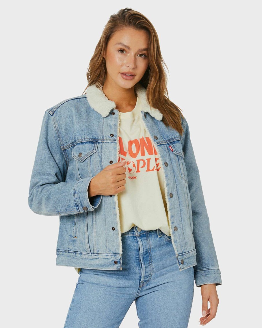 Womens * | Ex Bf Sherpa Trucker Levi'S Excellent Quality