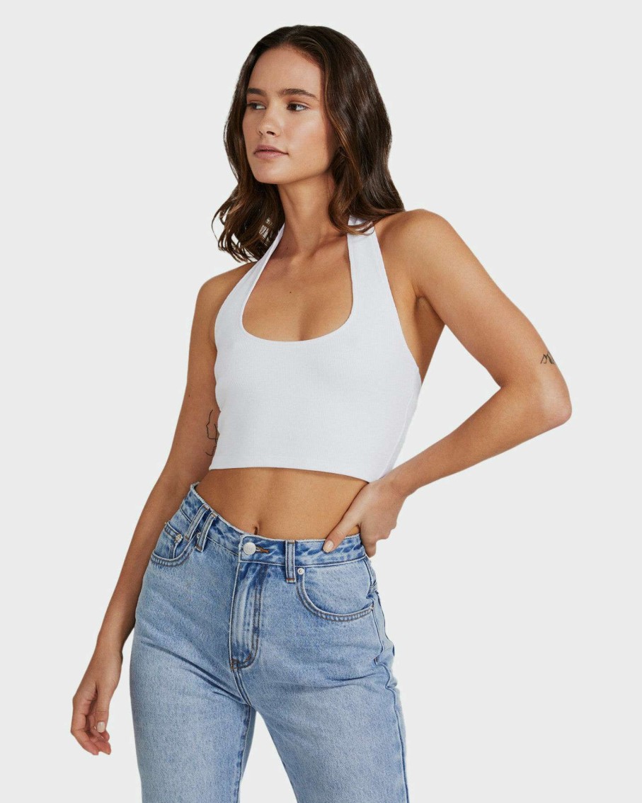 Womens * | Halter Neck Rib Crop Top General Pants Co. Basics Excellent Quality