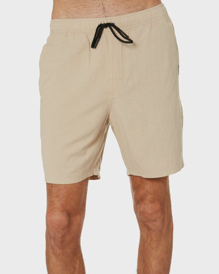 Mens * | Overtone Linen Mens 17 Elastic Short Rusty Tendy Style