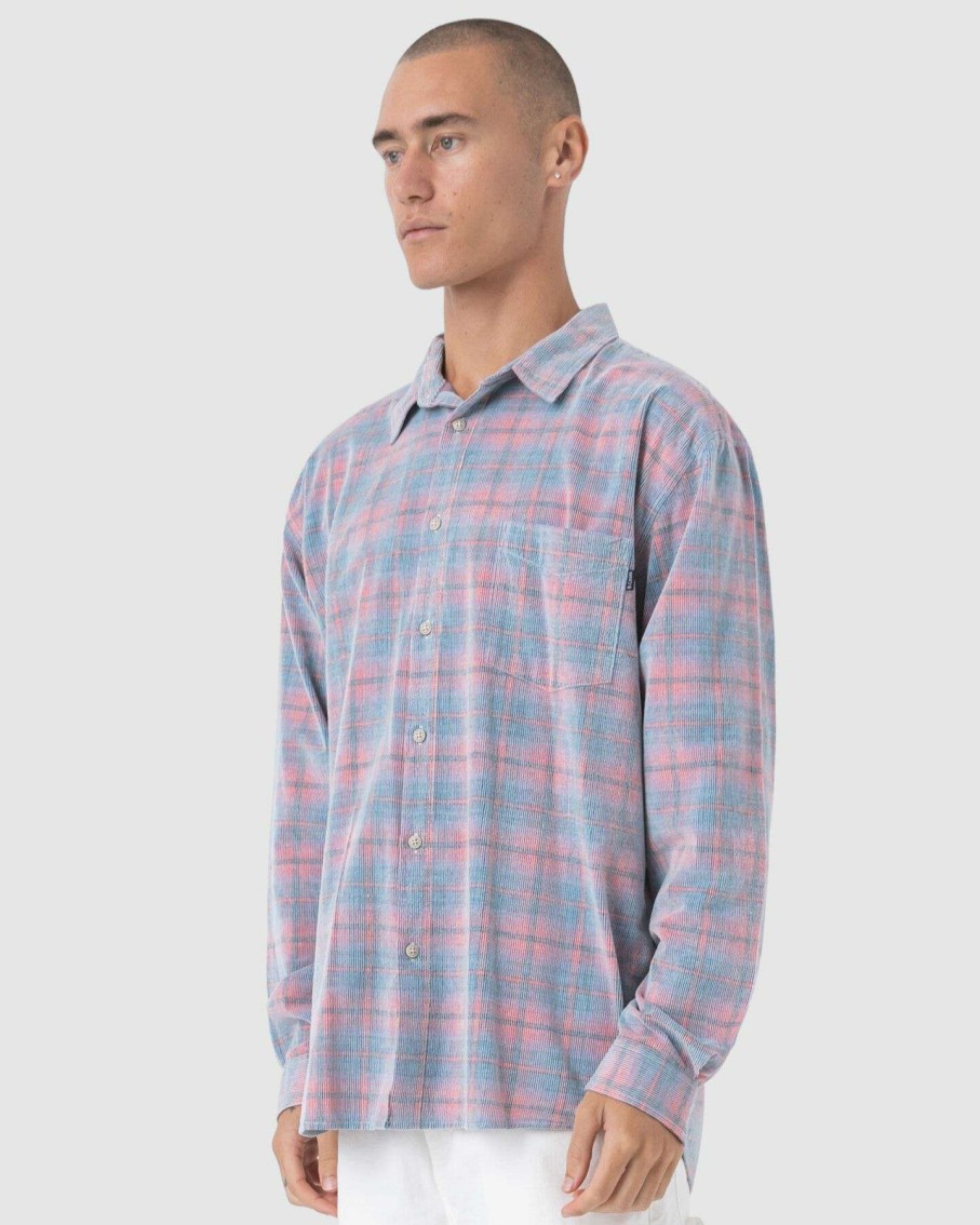 Mens * | Cabin Shirt Pink Corduroy Plaid Barney Cools Excellent Quality