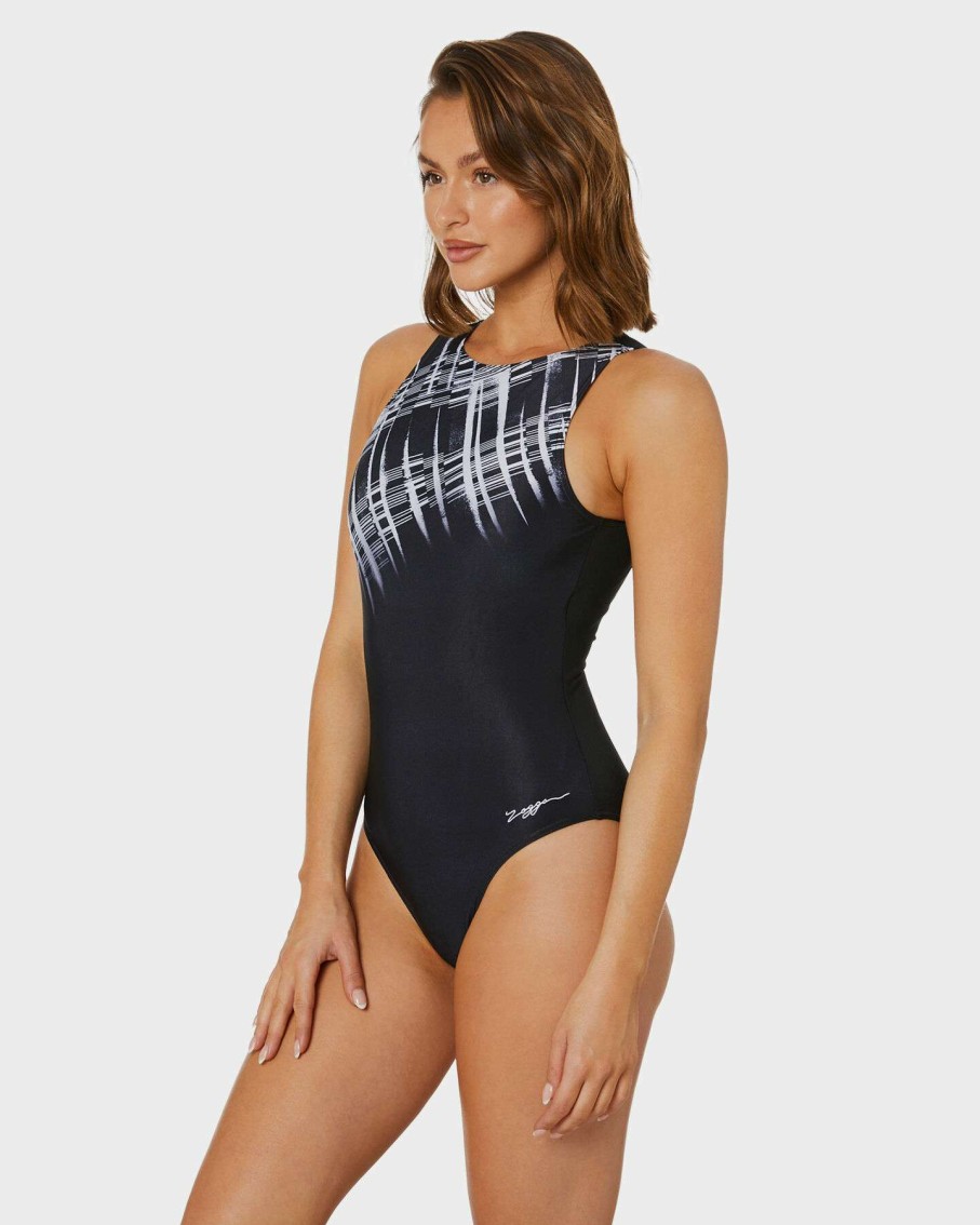 Womens * | Graffix Hi Front One Piece Zoggs Quick Delivery