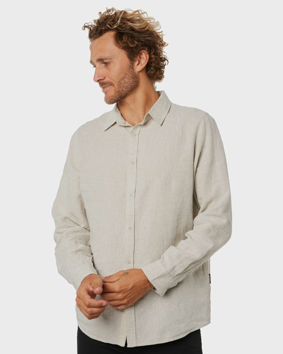 Mens * | Linen Ls Mens Shirt Mr Simple Special Style